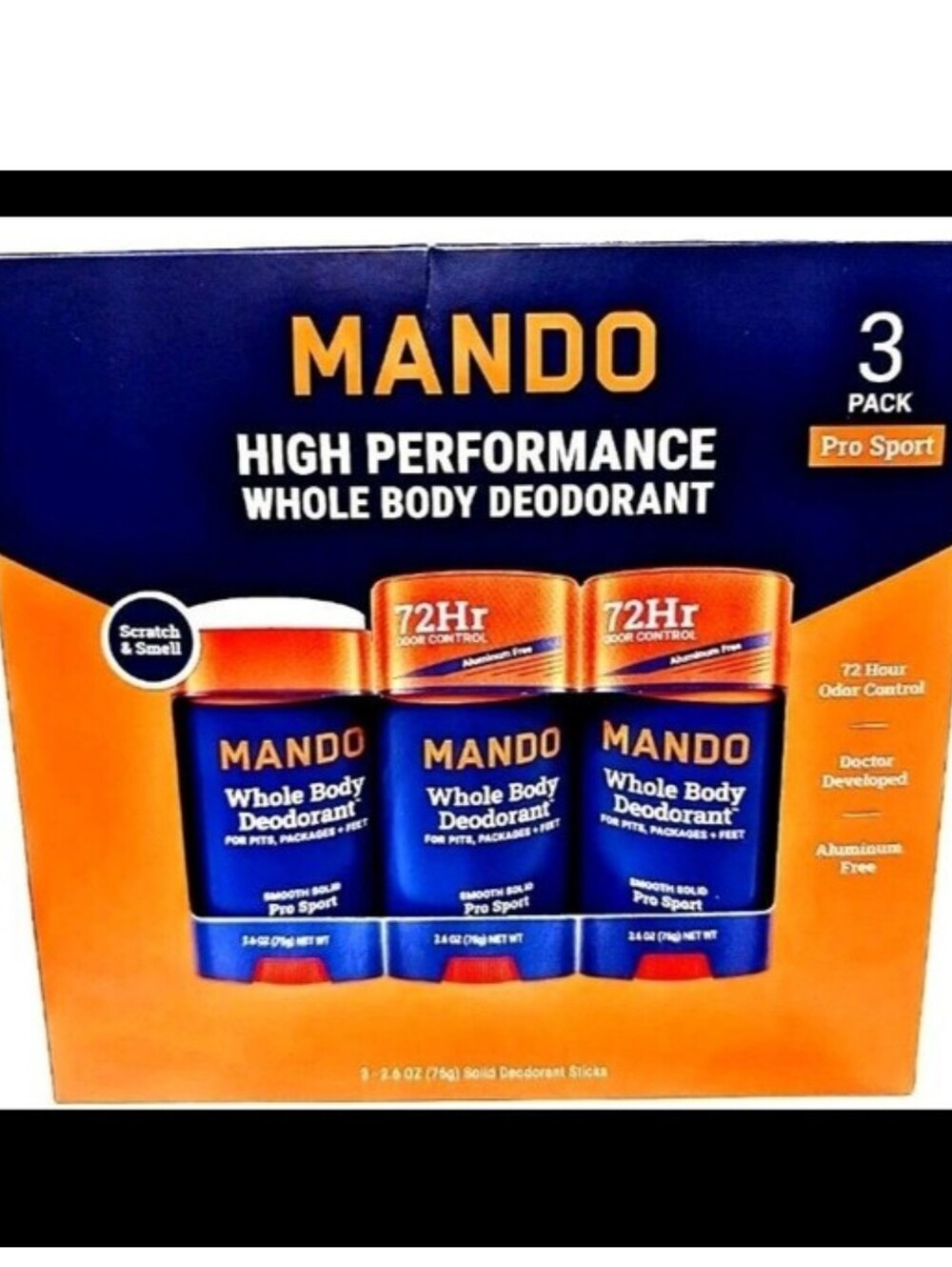 Mando Whole Body Pro Sport Solid Stick Deodorant 3 x 2.6 Oz New - Picture 6 of 8